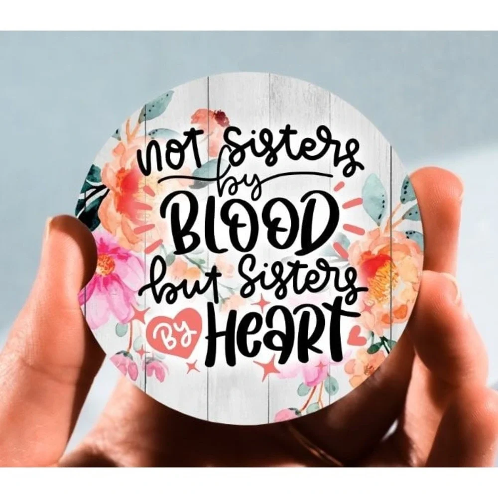 Set of 2 Car Coasters, Not Sisters By‎ Blood Car Coaster, Neoprene Car Coaster